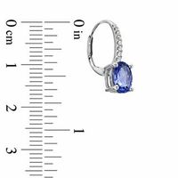 Oval Tanzanite and Diamond Accent Drop Earrings in 10K White Gold|Peoples Jewellers