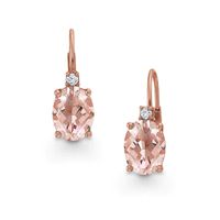 Oval Morganite and Diamond Accent Earrings in 10K Rose Gold|Peoples Jewellers