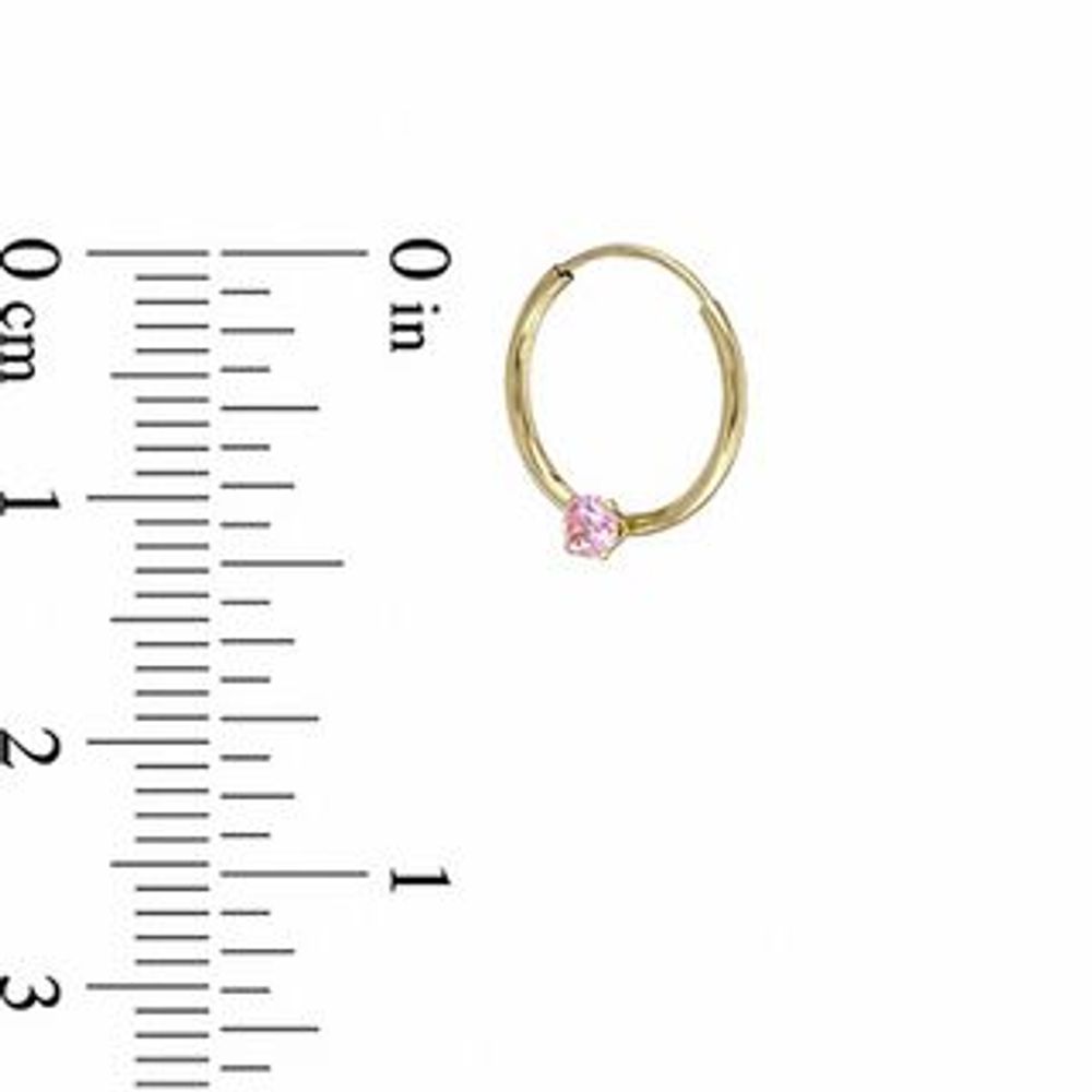 Child's Hoop Earrings with Pink Cubic Zirconia in 14K Gold|Peoples Jewellers