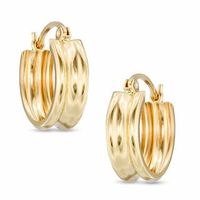 15mm Polished Ribbed Hoop Earrings in 14K Gold|Peoples Jewellers