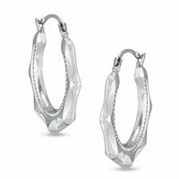 Scalloped Hoop Earrings in 14K White Gold|Peoples Jewellers