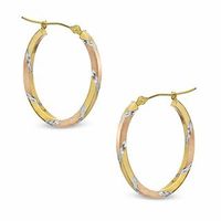 22mm Oval Tri-Tone Hoop Earrings in 14K Gold|Peoples Jewellers