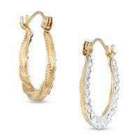 Reversible Crystal and Beaded Swirl Hoop Earrings in 14K Gold|Peoples Jewellers