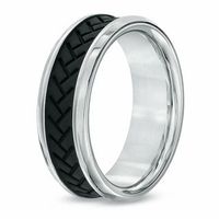 Men's 8.0mm Tread Wedding Band in Stainless Steel - Size 10|Peoples Jewellers