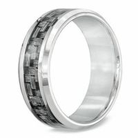 Men's 8.0mm Grey Carbon Fibre Wedding Band in Stainless Steel - Size 10|Peoples Jewellers