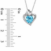 7.0mm Heart-Shaped Blue Topaz and Lab-Created White Sapphire Heart Pendant in 10K White Gold|Peoples Jewellers