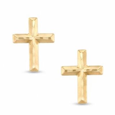 Child's Cross Stud Earrings in 14K Gold|Peoples Jewellers