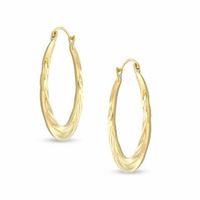 Textured Twist Hoop Earrings in 14K Gold|Peoples Jewellers