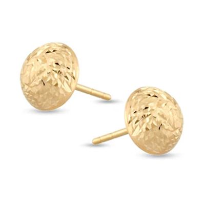 Diamond-Cut Button Earrings in 14K Gold|Peoples Jewellers