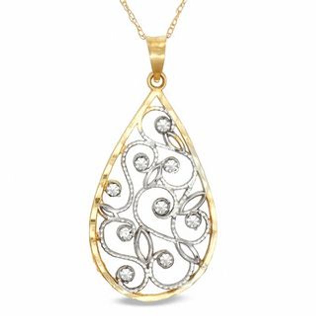 Filigree Teardrop Pendant in 10K Gold|Peoples Jewellers