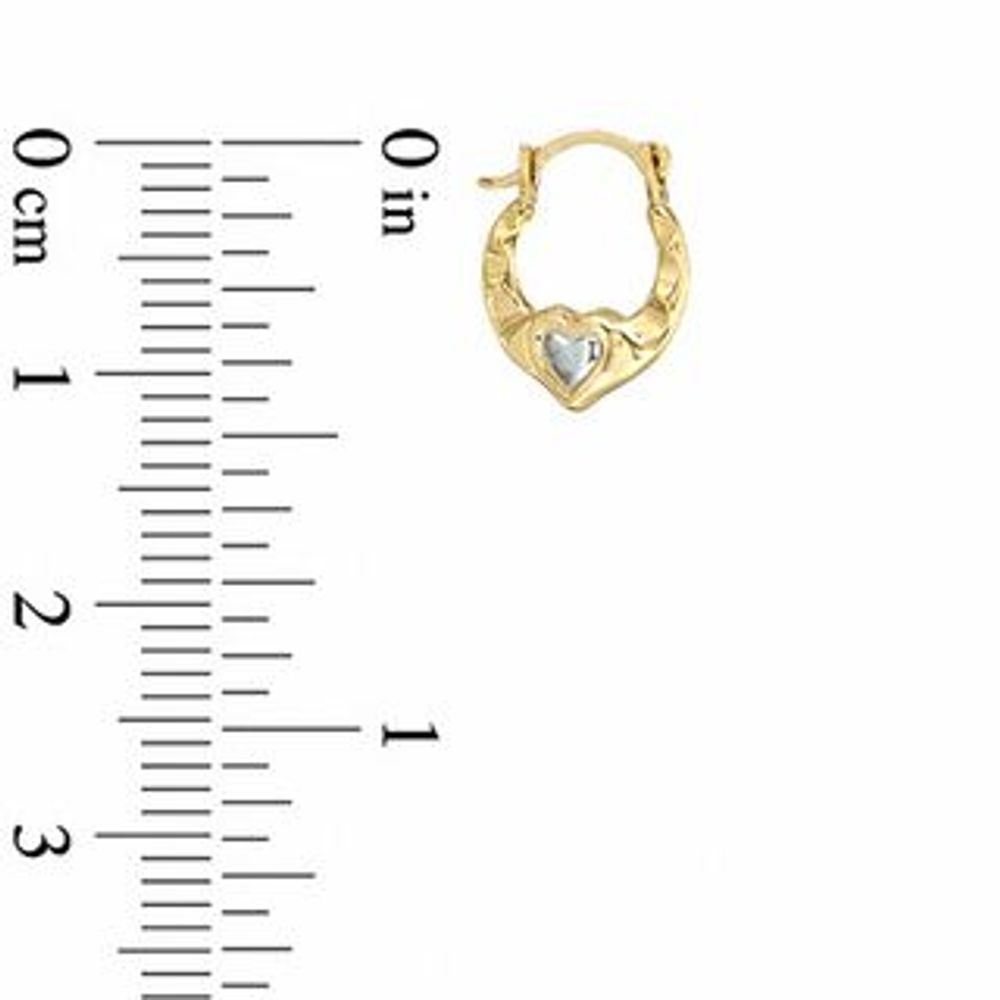 Child's Wavy Heart Hoop Earrings in 14K Two-Tone Gold|Peoples Jewellers