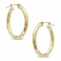 28mm Diamond-Cut Hoop Earrings in 14K Gold|Peoples Jewellers