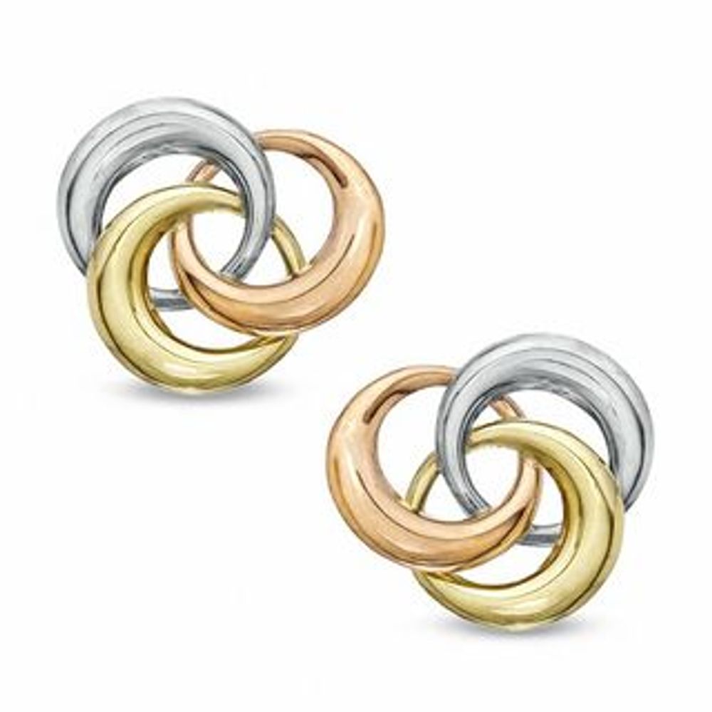 Swirl Earrings in Polished 14K Tri-Tone Gold|Peoples Jewellers