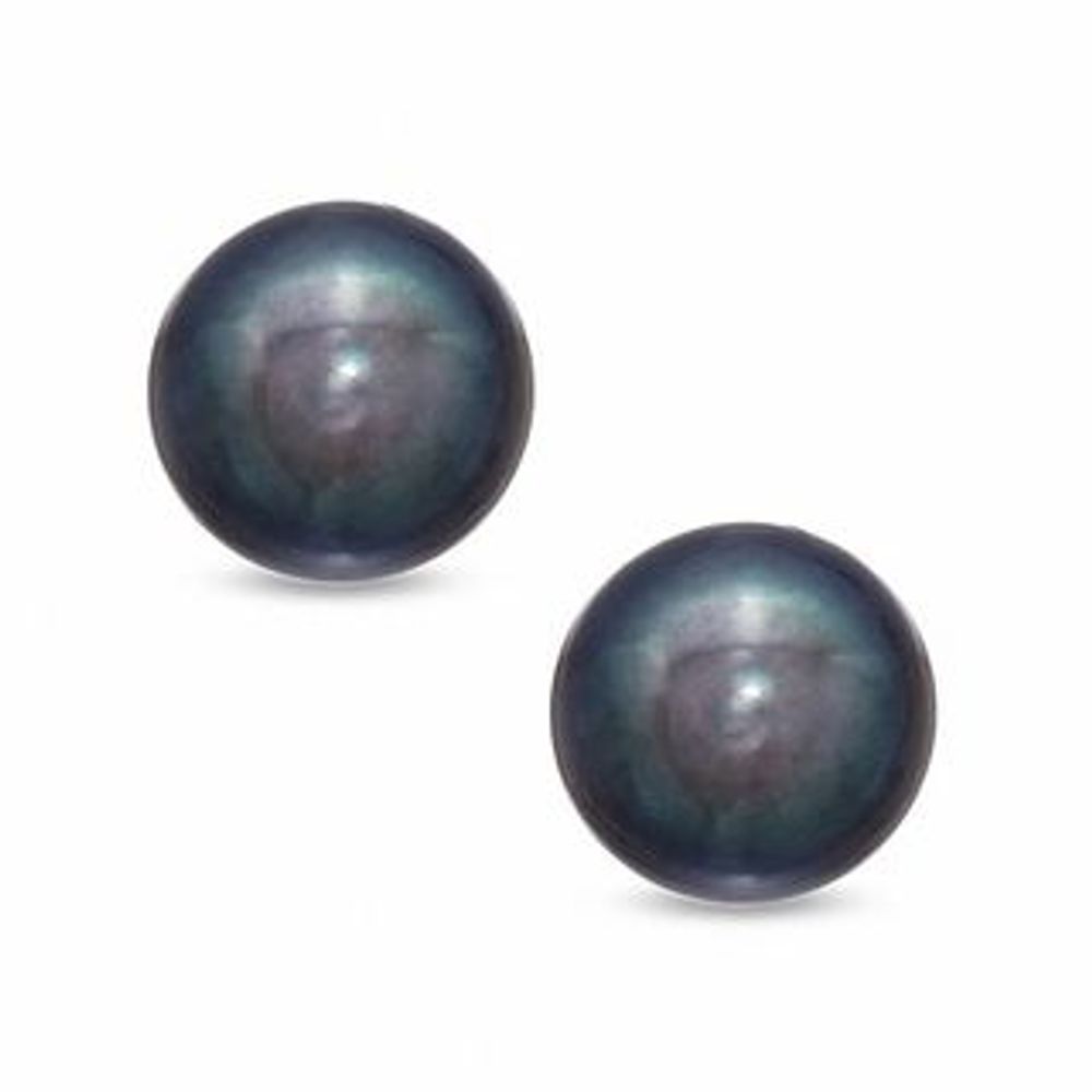 7.5mm Steel Grey Freshwater Cultured Pearl Earrings in 14K White Gold|Peoples Jewellers