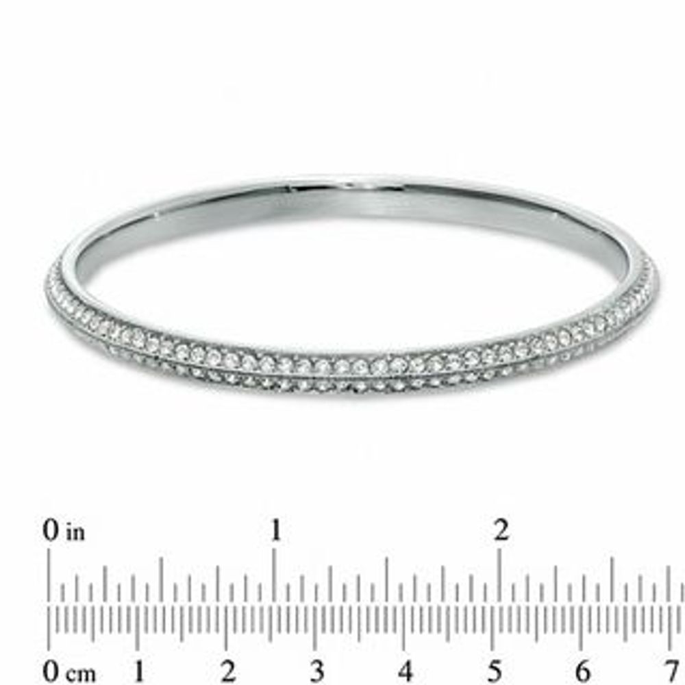 AVA Nadri Crystal Knife Edge Bangle in White Rhodium Brass - 8.0"|Peoples Jewellers