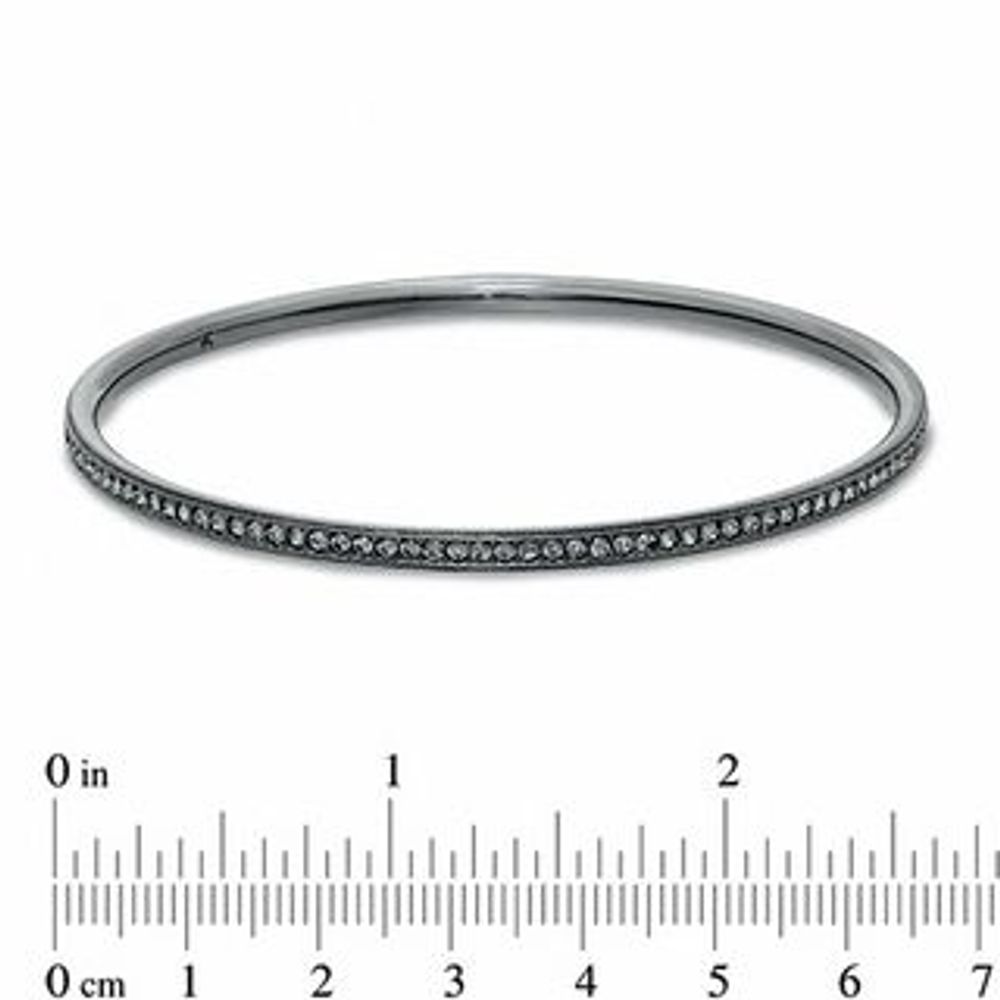 AVA Nadri Crystal Bangle in Hematite Grey Plated Brass - 7.5"|Peoples Jewellers