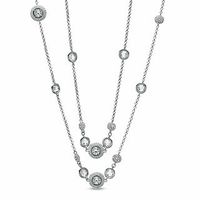 AVA Nadri Cubic Zirconia and Crystal Station Necklace in White Rhodium Brass - 36"|Peoples Jewellers