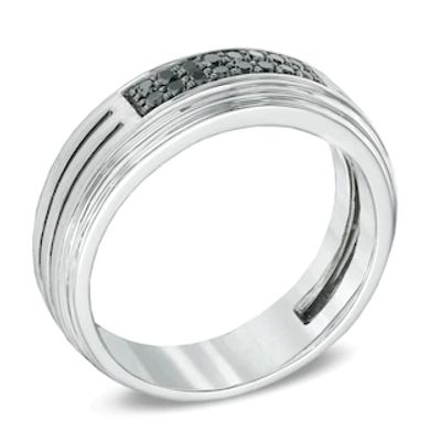 Men's 0.25 CT. T.W. Black Diamond Ring in Sterling Silver|Peoples Jewellers