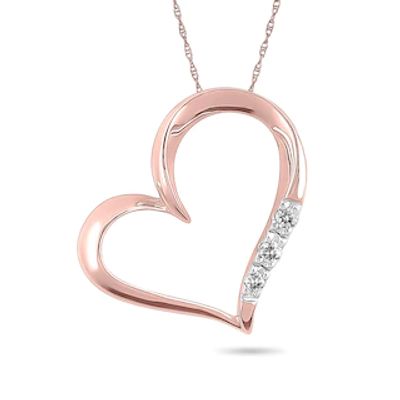 Diamond Accent Tilted Heart Pendant in 10K Rose Gold|Peoples Jewellers
