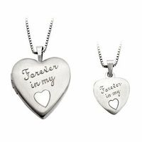 Mother and Daughter Matching "Forever in my" Heart Locket and Pendant Set in Sterling Silver|Peoples Jewellers