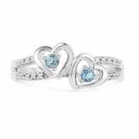 Aquamarine and Diamond Accent Double Heart Ring in Sterling Silver|Peoples Jewellers