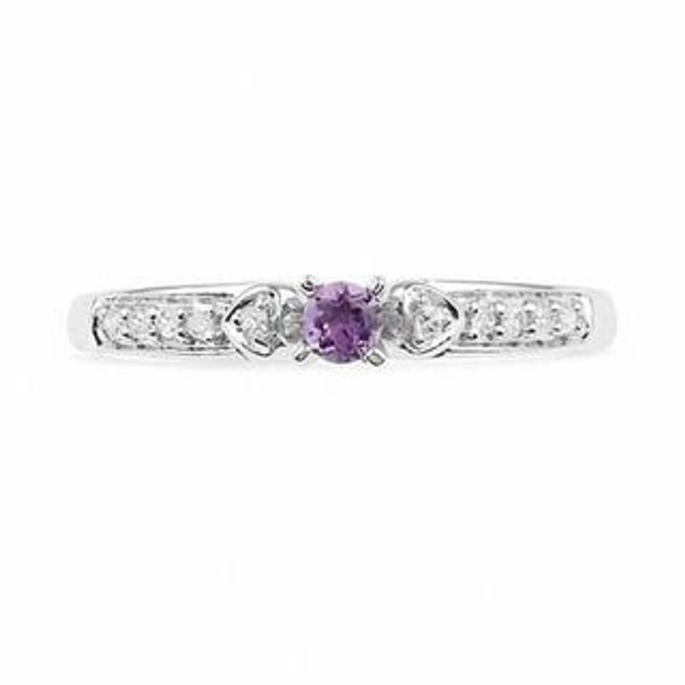 Amethyst and Diamond Accent Fashion Ring in 10K White Gold|Peoples Jewellers