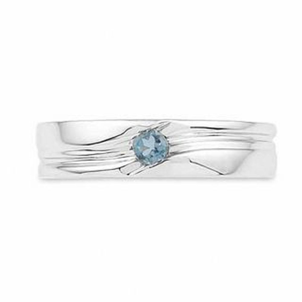 Men's Aquamarine Solitaire Ring in Sterling Silver|Peoples Jewellers