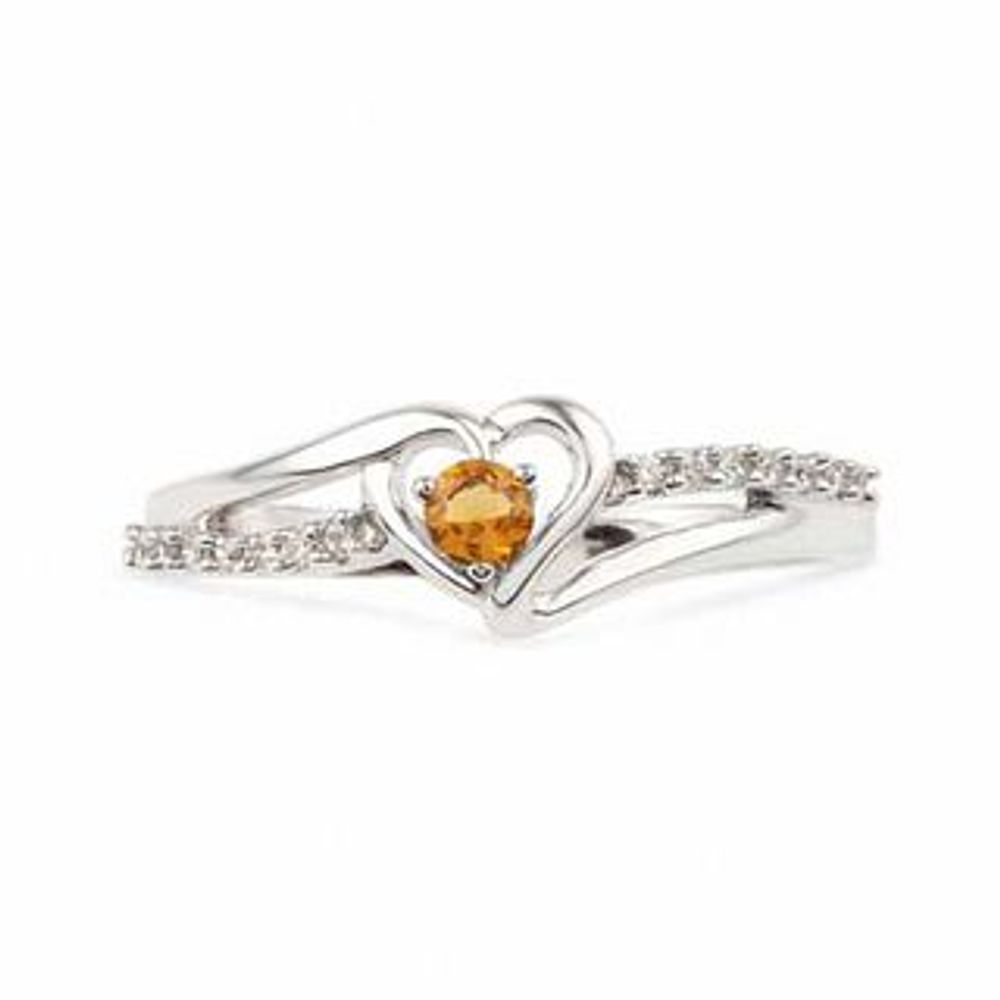 Citrine and Diamond Accent Heart Ring in Sterling Silver|Peoples Jewellers