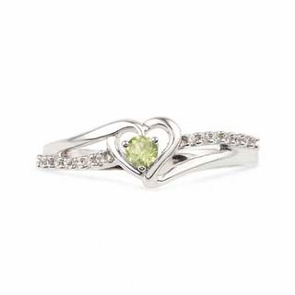 Peridot and Diamond Accent Heart Ring in Sterling Silver|Peoples Jewellers