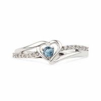 Aquamarine and Diamond Accent Heart Ring in Sterling Silver|Peoples Jewellers