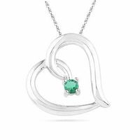 Lab-Created Emerald Tilted Heart Pendant in Sterling Silver|Peoples Jewellers