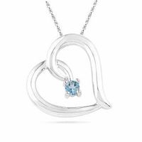 Aquamarine Tilted Heart Pendant in Sterling Silver|Peoples Jewellers