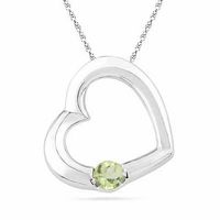 Peridot Tilted Heart Pendant in Sterling Silver|Peoples Jewellers