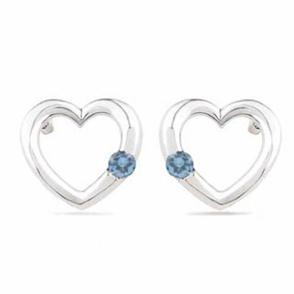 Aquamarine Heart Earrings in Sterling Silver|Peoples Jewellers