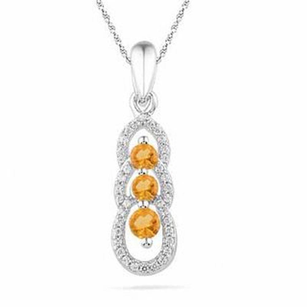 Citrine and 0.12 CT. T.W Diamond Triple Loop Pendant in Sterling Silver|Peoples Jewellers