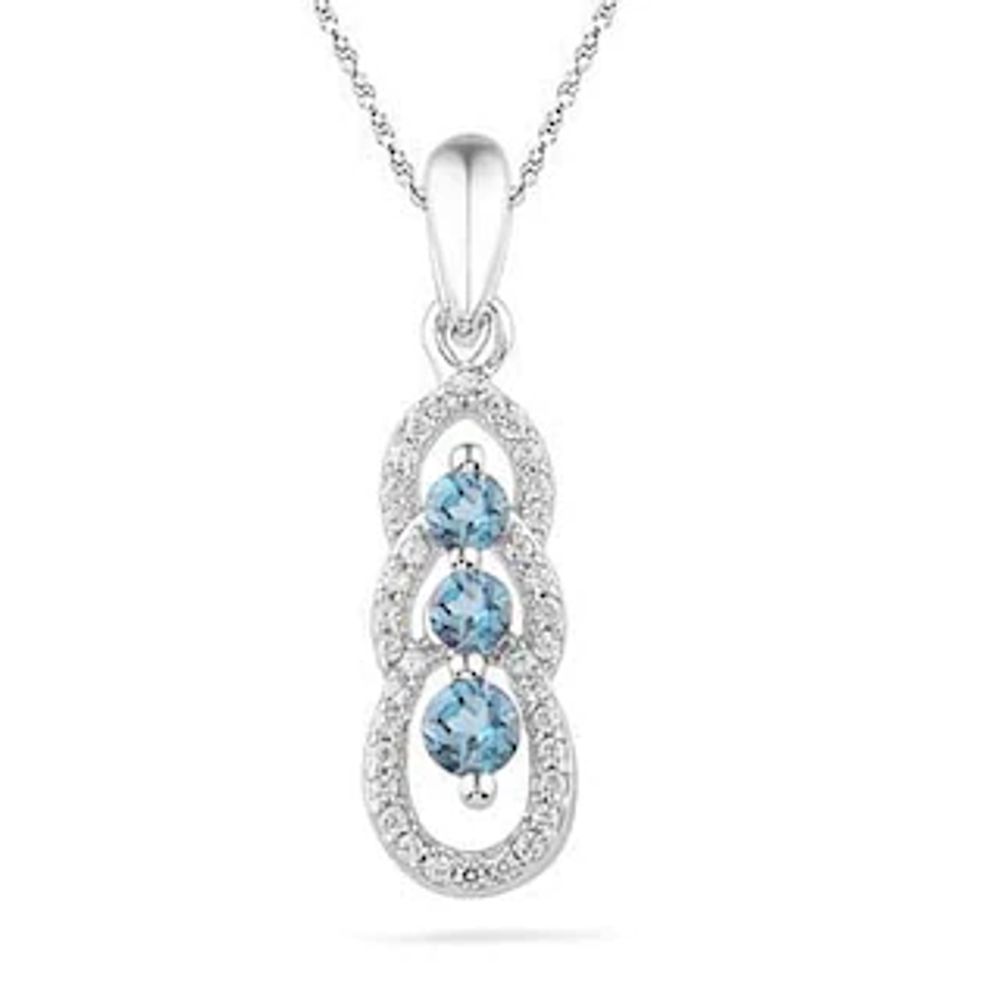 Blue Topaz and 0.12 CT. T.W Diamond Triple Loop Pendant in Sterling Silver|Peoples Jewellers