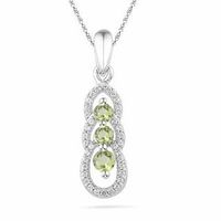 Peridot and 0.12 CT. T.W Diamond Triple Loop Pendant in Sterling Silver|Peoples Jewellers