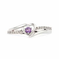 Amethyst and Diamond Accent Heart Ring in Sterling Silver|Peoples Jewellers