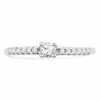 White Sapphire and Diamond Accent Engagement Ring in Sterling Silver|Peoples Jewellers