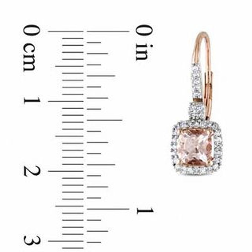 5.0mm Cushion-Cut Morganite and 0.19 CT. T.W. Diamond Earrings in 10K Rose Gold|Peoples Jewellers