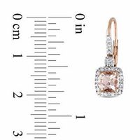 5.0mm Cushion-Cut Morganite and 0.19 CT. T.W. Diamond Earrings in 10K Rose Gold|Peoples Jewellers