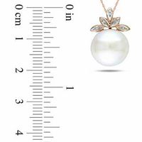 11.5-12.0mm Freshwater Cultured Pearl and Diamond Accent Pendant in 10K Rose Gold-17"|Peoples Jewellers