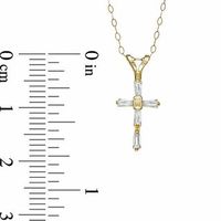 Child's Baguette Cubic Zirconia Cross Pendant in 14K Gold - 13"|Peoples Jewellers