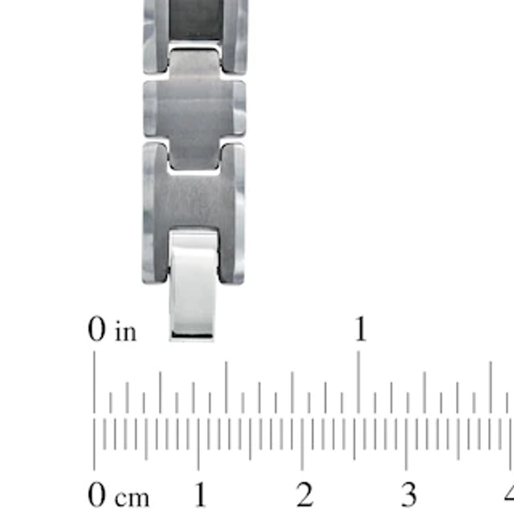 Men's Carbon Fibre Link Bracelet in Tungsten - 8.5"|Peoples Jewellers