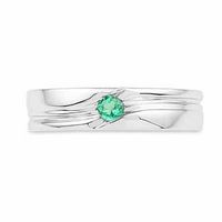 Men's Lab-Created Emerald Solitaire Ring in Sterling Silver|Peoples Jewellers