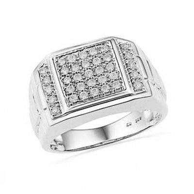 Men's 0.50 CT. T.W. Square-Shaped Multi-Diamond Ring in Sterling Silver|Peoples Jewellers