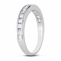 Princess-Cut White Lab-Created Sapphire Eternity Band in Sterling Silver|Peoples Jewellers