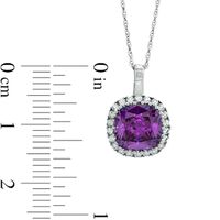 8.0mm Cushion-Cut Amethyst and Lab-Created White Sapphire Frame Pendant in 10K White Gold|Peoples Jewellers