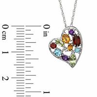 Multi-Gemstone and Diamond Accent Heart Pendant in Sterling Silver|Peoples Jewellers