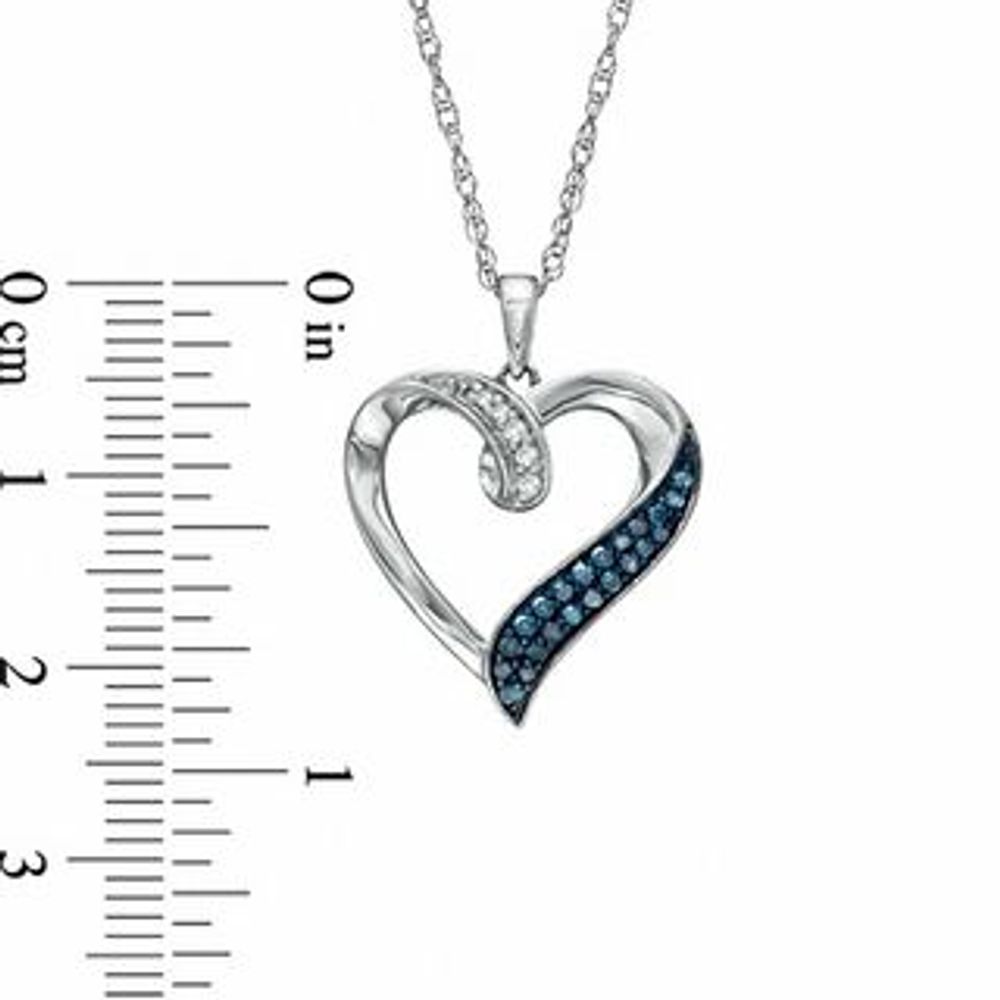 0.16 CT. T.W. Enhanced Blue and White Diamond Heart Pendant in Sterling Silver|Peoples Jewellers